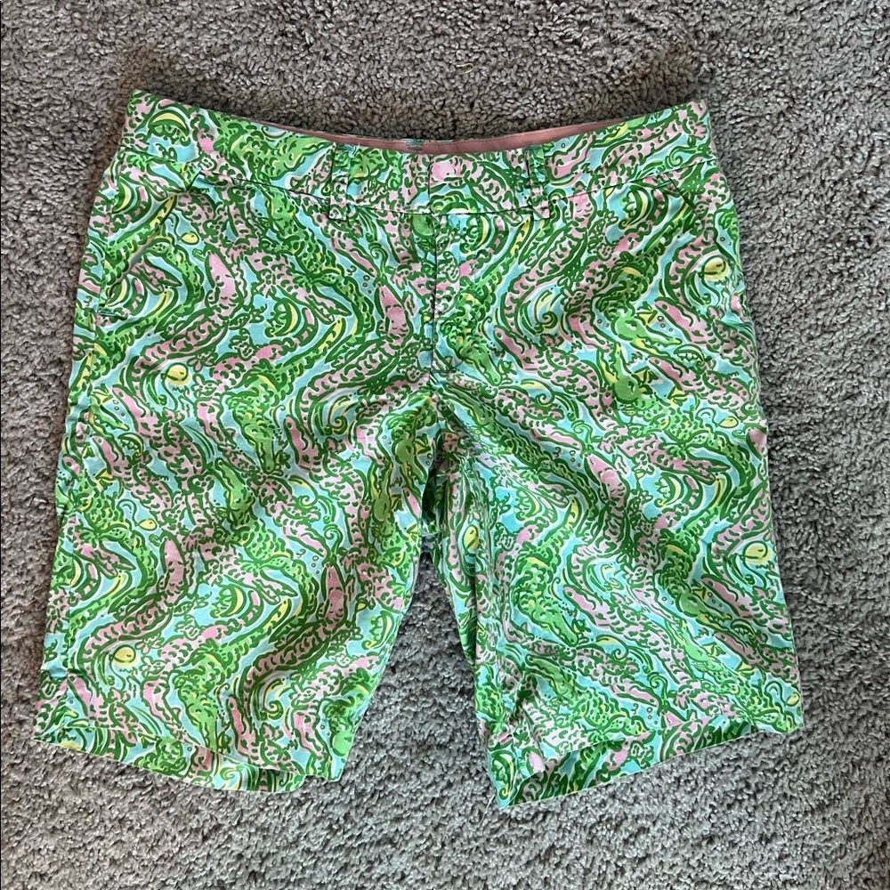 Green and Pink Lilly Pulitzer Avenue Shorts (Size 2)